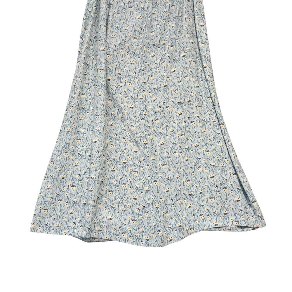 Vintage | Braemar | Floral Maxi Skirt Blue Yellow Rayon Made in Canada Size 10 - Picture 6 of 12